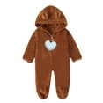 thumbnail image 1 of zbxnLI Toddler Baby Girls Sherpa Fleece Jumpsuits with Hooded Warm Winter One-Piece Rompers Outwear, 1 of 7