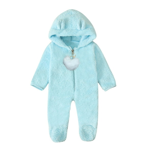 zbxnLI Toddler Baby Girls Sherpa Fleece Jumpsuits with Hooded Warm Winter One-Piece Rompers Outwear