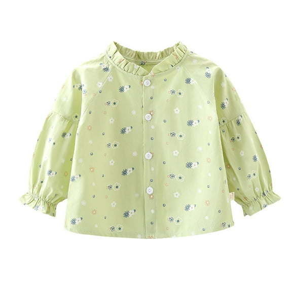 zbxnLI Toddler Baby Girls Shirts Floral Cute Button down Shirt for Little Girls Long Sleeve Spring Fall Tops
