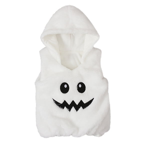 zbxnLI Toddler Baby Halloween Clothes Hooded Fleece Vests Sleeveless Sherpa Sweatshirts Pullover Tops