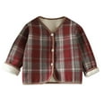 thumbnail image 1 of zbxnLI Toddler Baby Plaid Jacket Long Sleeve Button Closure Padded Lined Warm Outerwear for Kids, 1 of 3