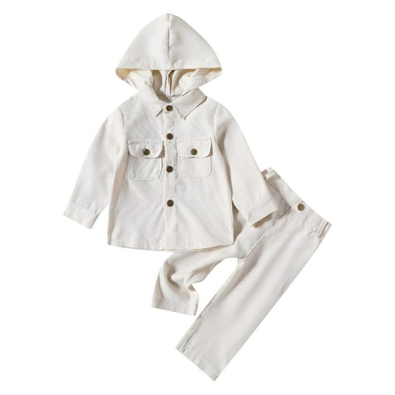 zbxnLI Toddler Boys Clothes Outfits 2 Piece Hooded Button down Shirts and Pants Sets for Little Boys
