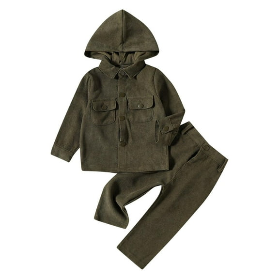 zbxnLI Toddler Boys Clothes Outfits 2 Piece Hooded Button down Shirts and Pants Sets for Little Boys