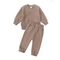 thumbnail image 1 of zbxnLI Toddler Boys Girls 2 Piece Sweatsuits Solid Color Pullover Sweatshirts Sweatpants Clothes Outfits, 1 of 3
