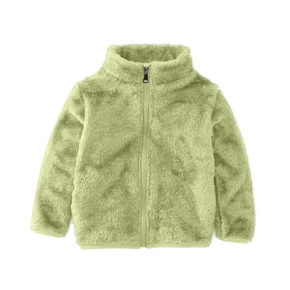 zbxnLI Toddler Boys Girls Fleece Jacket Stand Collar Sherpa Long Sleeve Zipper Winter Outerwear Jackets
