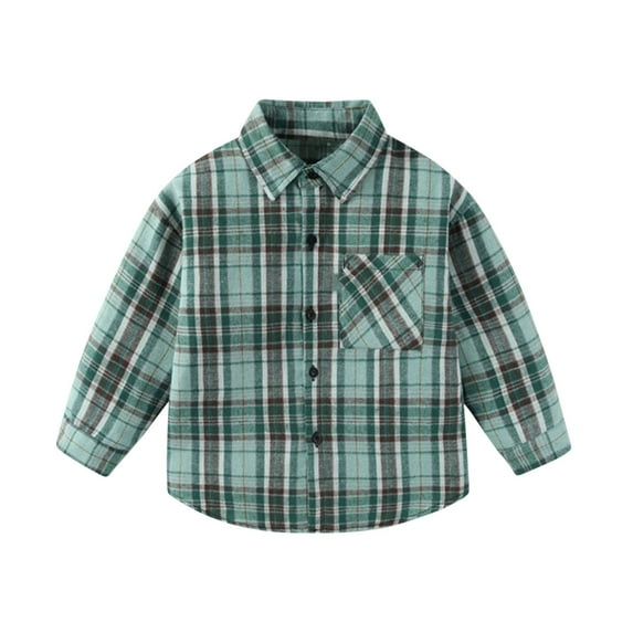 zbxnLI Toddler Boys Girls Long Sleeve Shirts Button down Plaid Cotton Shirts Casual Dress Shirts Fall Winter