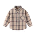 thumbnail image 1 of zbxnLI Toddler Boys Girls Long Sleeve Shirts Button down Plaid Cotton Shirts Casual Dress Shirts Fall Winter, 1 of 3