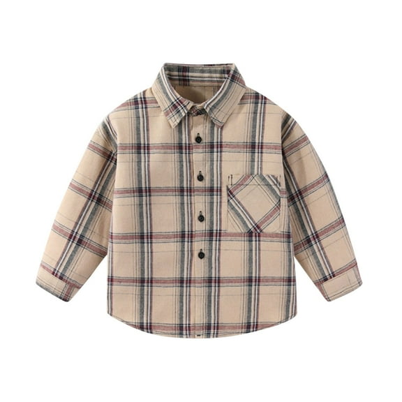 zbxnLI Toddler Boys Girls Long Sleeve Shirts Button down Plaid Cotton Shirts Casual Dress Shirts Fall Winter
