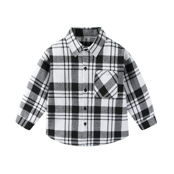 zbxnLI Toddler Boys Girls Long Sleeve Shirts Button down Plaid Cotton Shirts Casual Dress Shirts Fall Winter