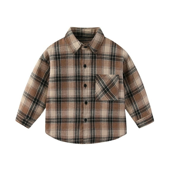 zbxnLI Toddler Boys Girls Long Sleeve Shirts Button down Plaid Cotton Shirts Casual Dress Shirts Fall Winter
