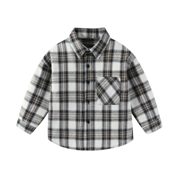 zbxnLI Toddler Boys Girls Long Sleeve Shirts Button down Plaid Cotton Shirts Casual Dress Shirts Fall Winter