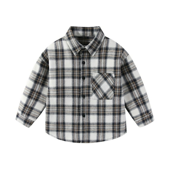 zbxnLI Toddler Boys Girls Long Sleeve Shirts Button down Plaid Cotton Shirts Casual Dress Shirts Fall Winter