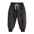 thumbnail image 1 of zbxnLI Toddler Boys Girls Sherpa Lined Sweatpants High Waist Drawstring Warm Winter Joggers with Pockets, 1 of 5