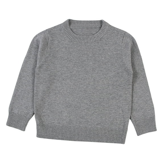 zbxnLI Toddler Boys Girls Sweaters Uniform Tops Solid Color Long Sleeve Knit Pullover Sweater for Kids
