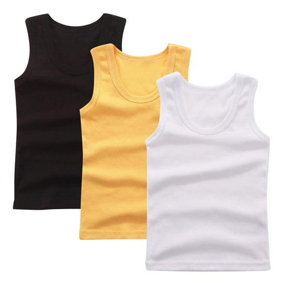 zbxnLI Toddler Boys Girls Tank Tops Solid Color Cotton Undershirts Ribbed Basic Tank Tee 3 Pack