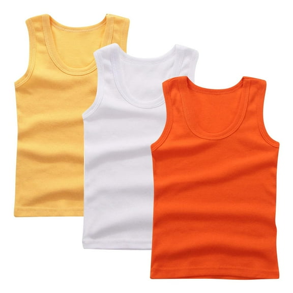 zbxnLI Toddler Boys Girls Tank Tops Solid Color Cotton Undershirts Ribbed Basic Tank Tee 3 Pack