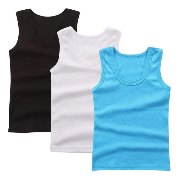 zbxnLI Toddler Boys Girls Tank Tops Solid Color Cotton Undershirts Ribbed Basic Tank Tee 3 Pack