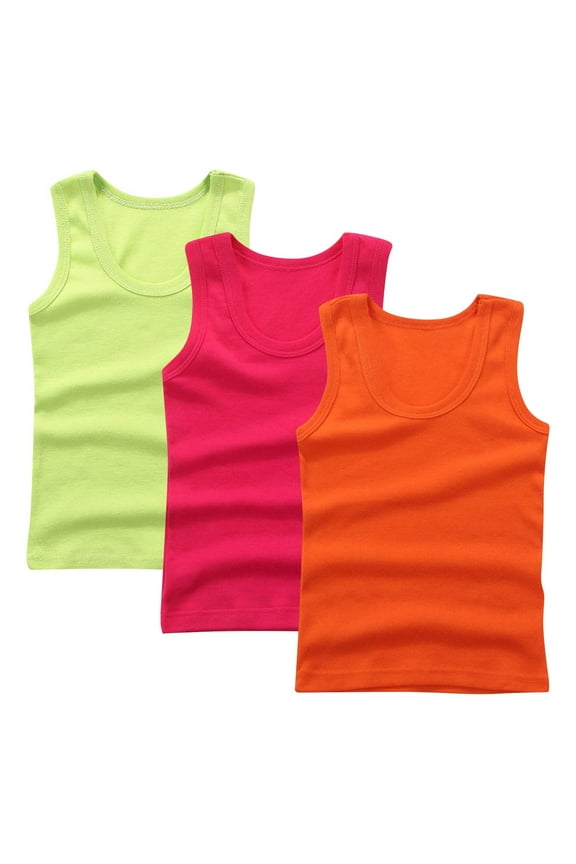 Toddler Boys Girls Tank Tops Solid Color Cotton Undershirts Ribbed Basic Tank Tee 3 Pack