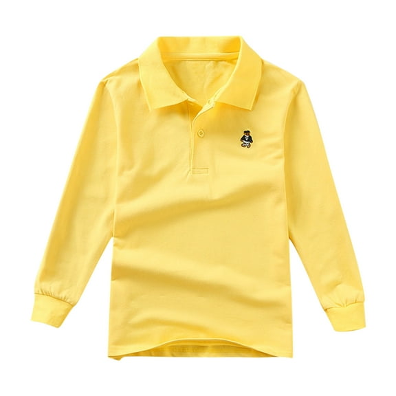 zbxnLI Toddler Boys School Uniform Tops Long Sleeve Golf Shirts Kids Cotton T-Shirts Fall Winter