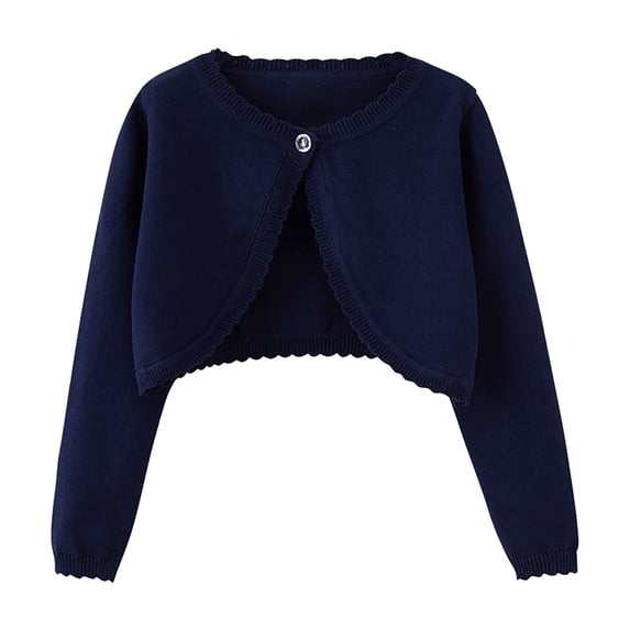 zbxnLI Toddler Girls Bolero Cardigans 12M-14T Girls Single Button Long Sleeve Knit Cardigans Coverup Sweaters