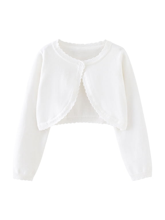 Toddler Girls Bolero Cardigans 12M-14T Girls Single Button Long Sleeve Knit Cardigans Coverup Sweaters