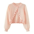 thumbnail image 1 of zbxnLI Toddler Girls Bolero Knit Cardigan Ruffle Button Closure Sweater Casual Coverups Cropped Cardigans, 1 of 6