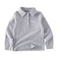 thumbnail image 1 of zbxnLI Toddler Girls Boys Uniform Tops Long Sleeve Golf Shirts Collared School Cotton T-Shirt for Kids, 1 of 5