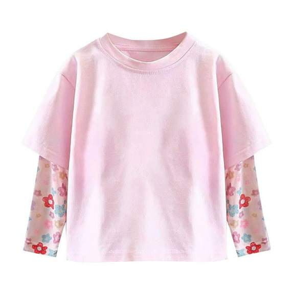 zbxnLI Toddler Girls Long Sleeve Shirts Floral Printed Graphic T-Shirts Little Girl Fall Winter Tops