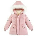 thumbnail image 1 of zbxnLI Toddler Girls Puffer Coat Plush Hooded Padded Lined Warm Winter Outerwear Coats with Pockets, 1 of 9