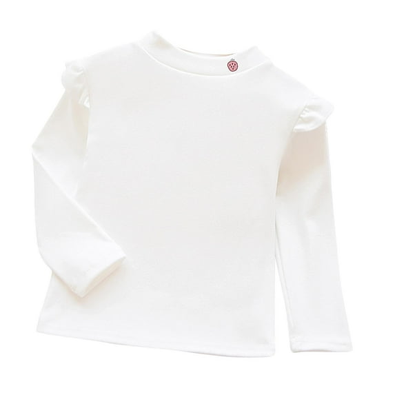 zbxnLI Toddler Girls Ruffle Long Sleeve Top Crew Neck Casual T-Shirts Fall Winter Basic Tee Shirts for Little Girls