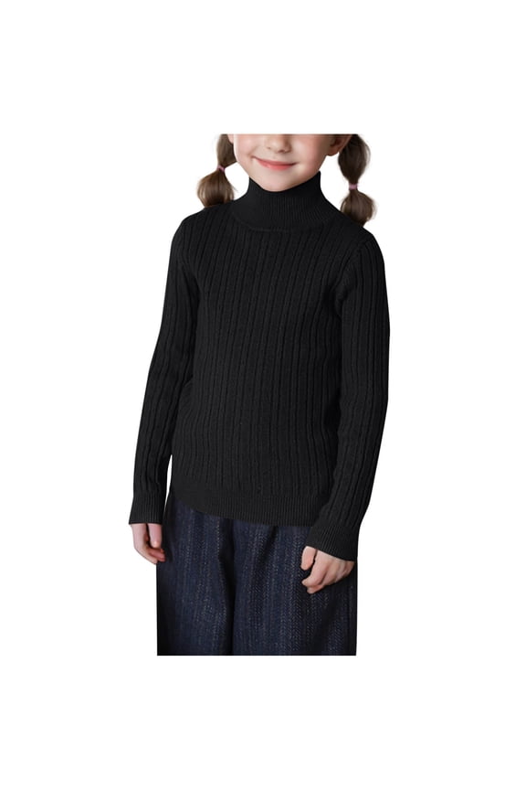 Toddler Girls Turtleneck Sweaters Ribbed Long Sleeve Knit Pullover Sweater Fall Winter Warm Tops