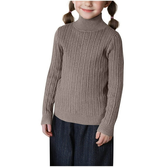 zbxnLI Toddler Girls Turtleneck Sweaters Ribbed Long Sleeve Knit Pullover Sweater Fall Winter Warm Tops