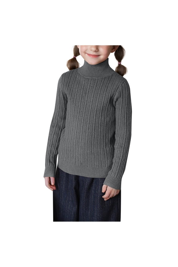 Toddler Girls Turtleneck Sweaters Ribbed Long Sleeve Knit Pullover Sweater Fall Winter Warm Tops