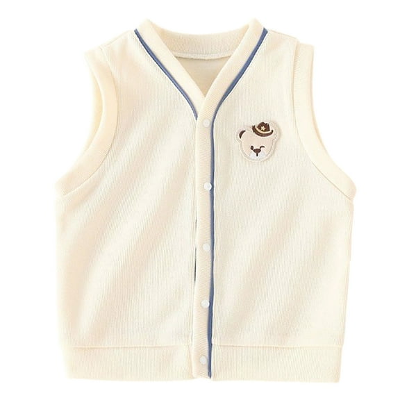zbxnLI Toddler Knit Vests for Kids Boys Girls Button Closure Sleeveless Waistcoats Outerwear Vests