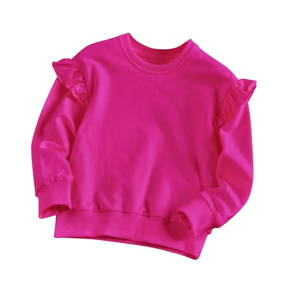 zbxnLI Toddlers Girls Crew Neck Tops Cotton Long Sleeve Ruffled Cute Shirts Casual Trendy Loose Tshirt