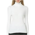 thumbnail image 1 of zbxnLI Turtleneck Sweaters for Womens Long Sleeve Sweater Solid Color Ribbed Stretchy Tunic Shirts Clothing, 1 of 2