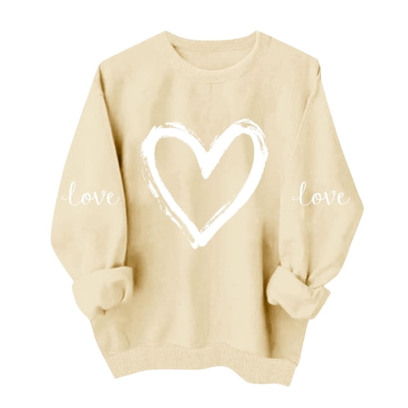 zbxnLI Valentine's Day Top for Womens Crew Neck Sweatshirt Graphic Tee Long Sleeve Shirts Spring Pullover Outfits