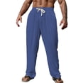 thumbnail image 1 of zbxnLI Wide Leg Pants for Mens Lightweight Breathable Pant with Pocket Drawstring Casual Summer Beach Trousers, 1 of 5