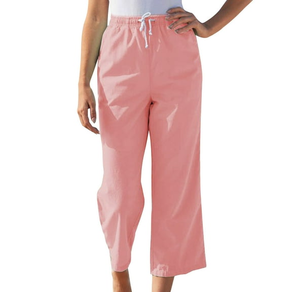 zbxnLI Wide Leg Pants for Women Drawstring Elastic Waist Loose Lounge Pants Lightweight Straight Leg Pants