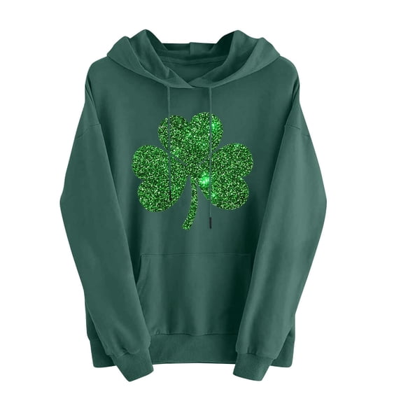 zbxnLI Women Hoodies Sweatshirts St.Patrick's Day Top Long Sleeve Tops Plus Size Drawsring Sweatshirt with Pockets