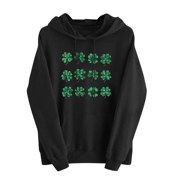 zbxnLI Women Hoodies Sweatshirts St.Patrick's Day Top Long Sleeve Tops Plus Size Drawsring Sweatshirt with Pockets