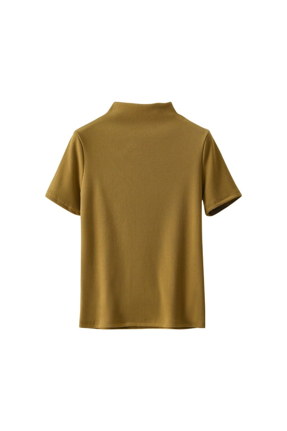 Women Short Sleeve Shirts Plain Mock Neck Tee Tops for Women Summer Fashion Comfortable Basic T Shirt