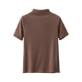 thumbnail image 1 of zbxnLI Women Short Sleeve Shirts Plain Mock Neck Tee Tops for Women Summer Fashion Comfortable Basic T Shirt, 1 of 3