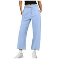 thumbnail image 1 of zbxnLI Women Wide Leg Sweatpants Drawstring Elastic Waist Straight Pants Joggers Open Bottom Comfy Work Sweatpant with Pockets, 1 of 6