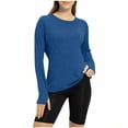 thumbnail image 1 of zbxnLI Women's Athletic T-Shirts Long Sleeve Workout Tops Crew Neck Lightweight Gym Yoga Sport Tees, 1 of 5