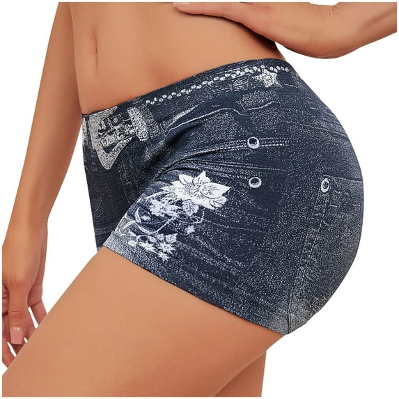 zbxnLI Women's Biker Shorts Vintage High Waist Yoga Shorts Slim Workout Running Shorts Activewear