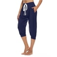 thumbnail image 1 of zbxnLI Women's Capri Pants Stretch High Waist Drawstring Joggers Lounge Capris Sweatpants with Pockets, 1 of 6