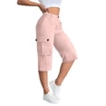 thumbnail image 1 of zbxnLI Women's Cargo Capri Pants High Waist Stretch Workout Hiking Cropped Loose Breathable Activewear with Button, 1 of 6
