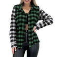 thumbnail image 1 of zbxnLI Women's Casual Plaid Shirts Lapel Long Sleeve Button down Shirt Spring Fall Outerwear Jackets, 1 of 2