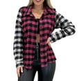 thumbnail image 1 of zbxnLI Women's Casual Plaid Shirts Lapel Long Sleeve Button down Shirt Spring Fall Outerwear Jackets, 1 of 2
